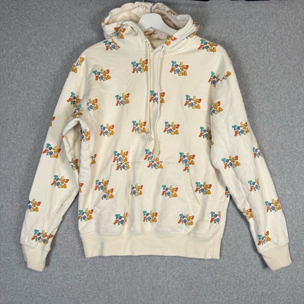 Teddy Fresh Men's Small White Logo Print Pullover Hoodie Sweatshirt Streetwear